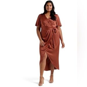 Ever New Curve Wrap Midi Dress in Rose Rust